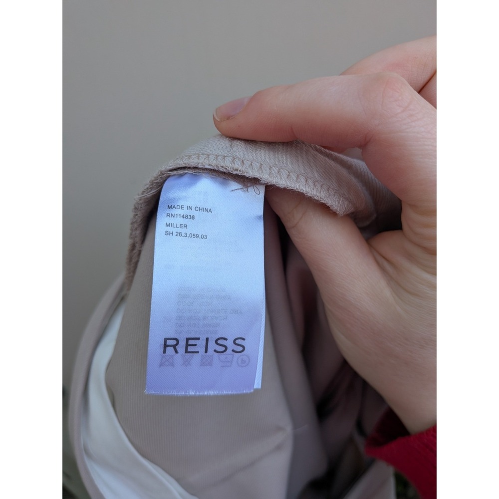 REISS Miller High Rise Straight Leg Pintuck Trousers Beige Size 6 - Picture 6 of 7